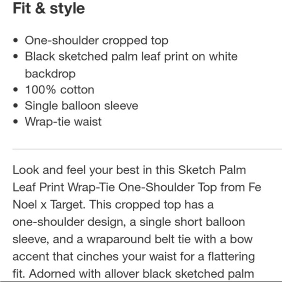 NWT Fe Noel X Target Sketch Palm Leaf Print One Shoulder Top - Picture 4 of 6